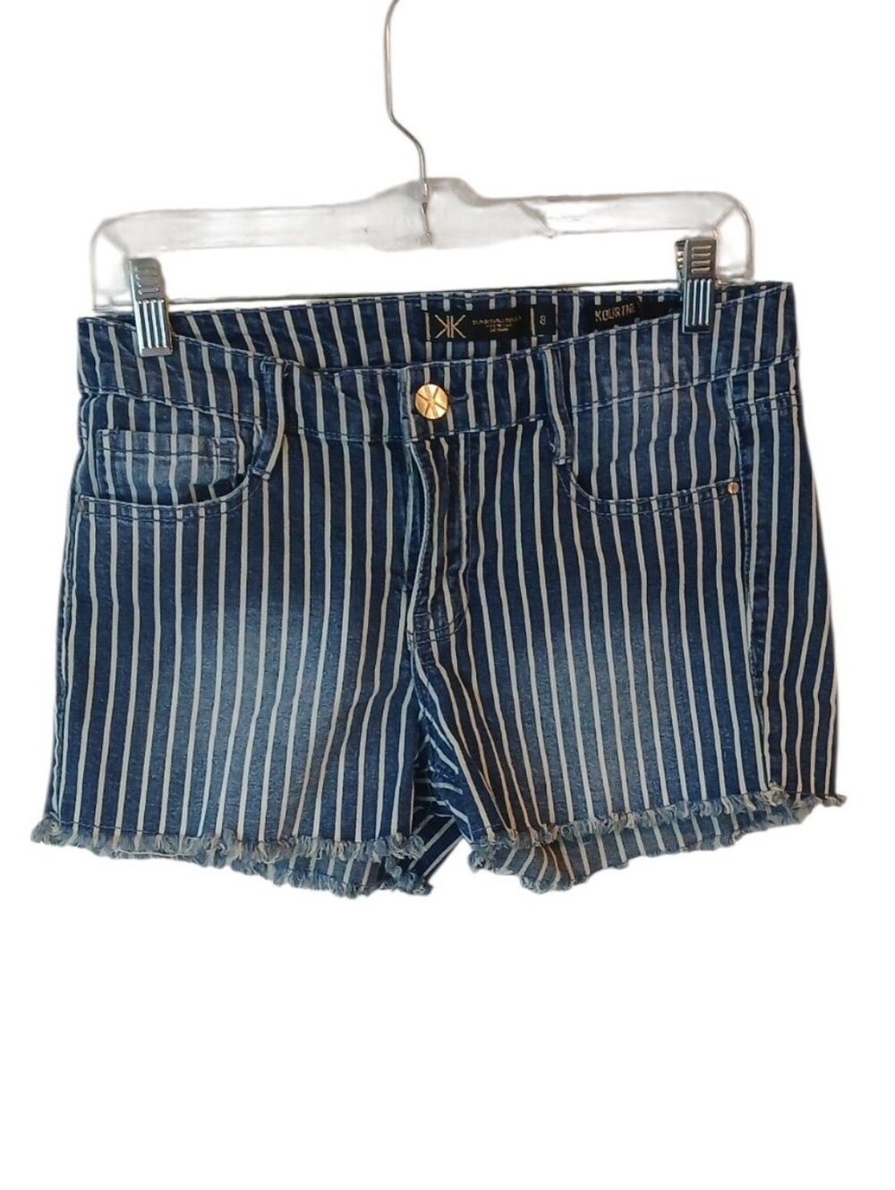 Kardashian Kollection Premium Denim Kourtney Faded Striped Jean Shorts Size 8